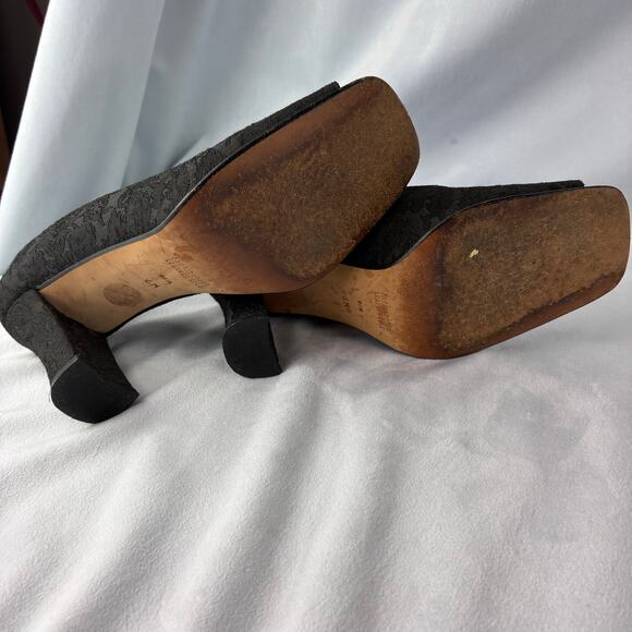 Etienne Aigner All Lace Block Heel Pumps Made in Spain Women's 6 Square Peep Toe - Picture 9 of 13